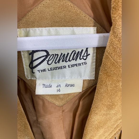 Bermans Vintage Suede Fringe Coat 70s Sz 14 - Picture 3 of 4